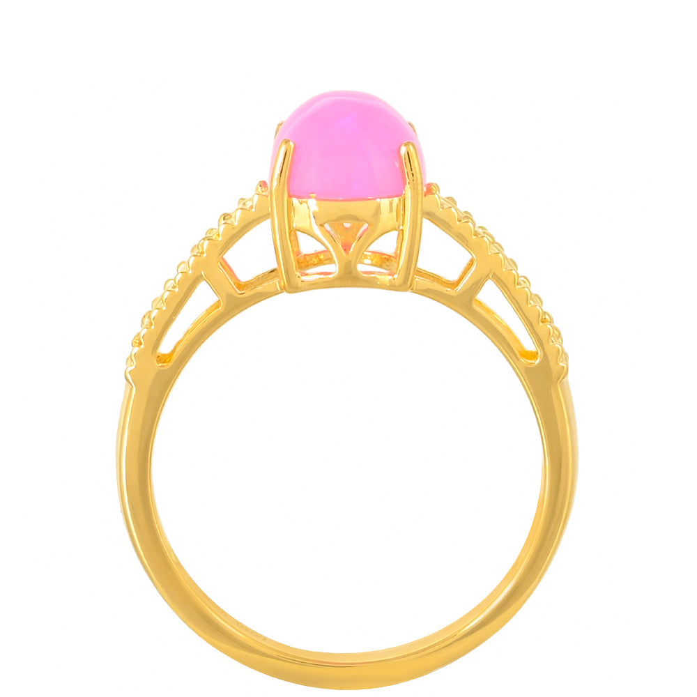 Goldplattierter Silberring mit äthiopischem neon pink Opal 4