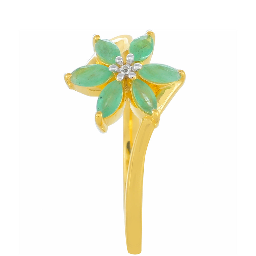 Goldplattierter Silberring mit brasilianischem Smaragd und weißem Topas