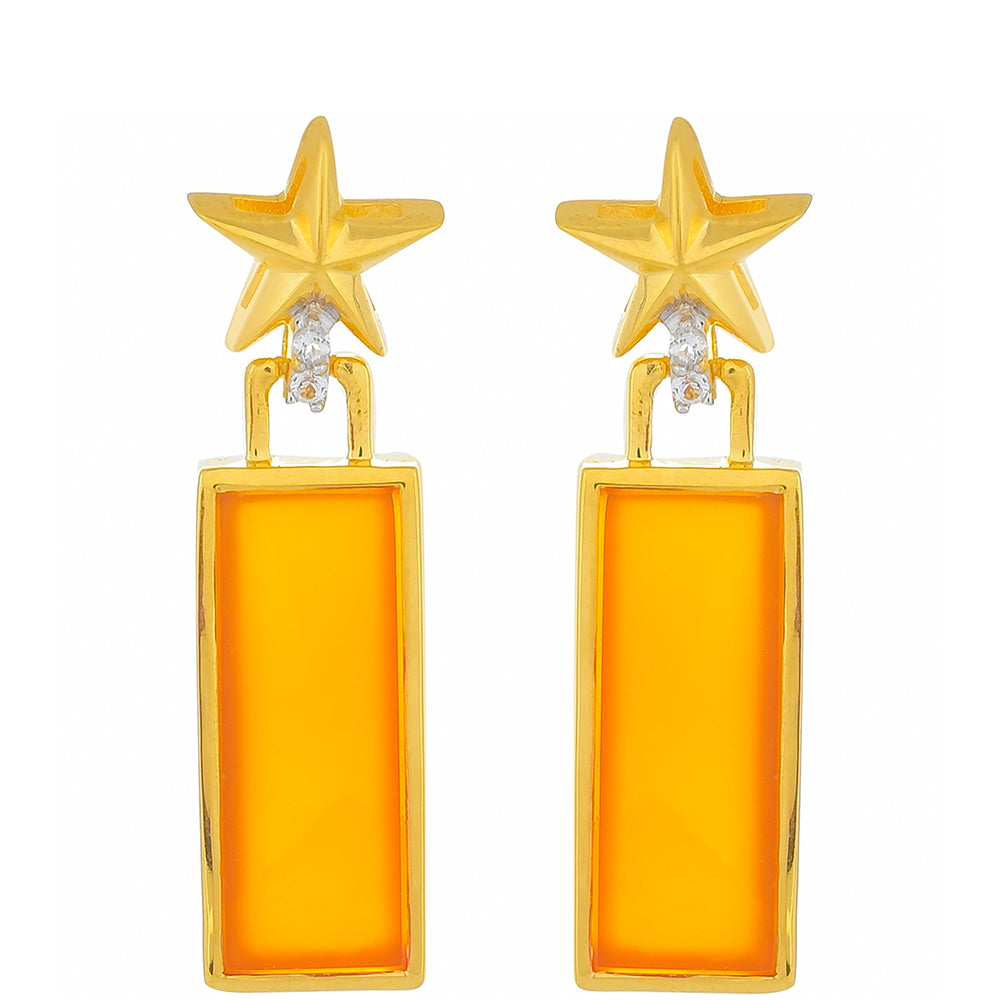Goldplattierte Silberohrringe mit Karneol und weißem Topas