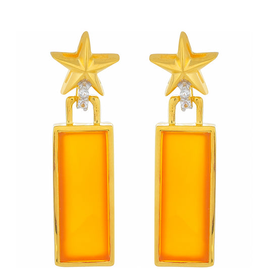 Goldplattierte Silberohrringe mit Karneol und weißem Topas