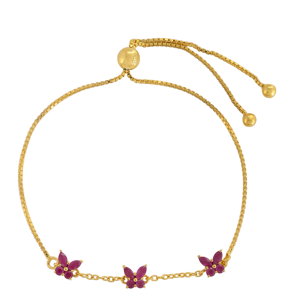 Goldplattiertes Silberarmband mit Thai Rubin 1