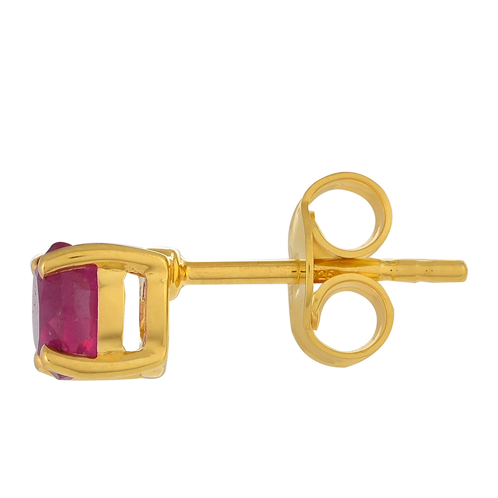 Goldplattierte Silberohrringe mit Thai Rubin 2