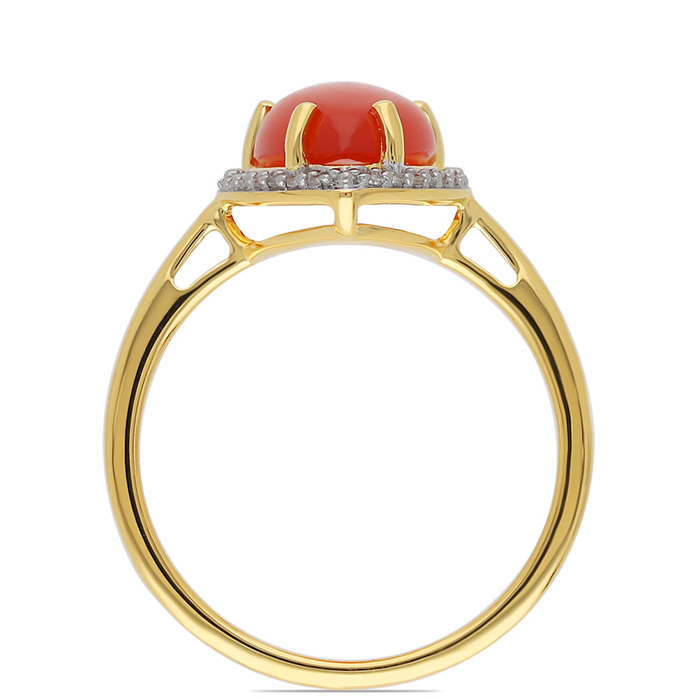 Goldplattierter Silberring mit rotem Onyx und weißem Topas