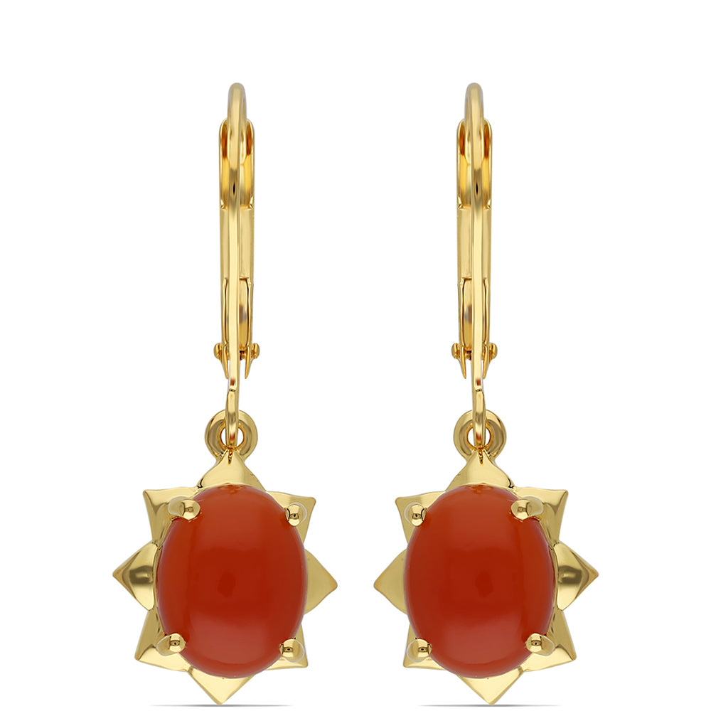 Goldplattierte Silberohrringe mit rotem Onyx 2