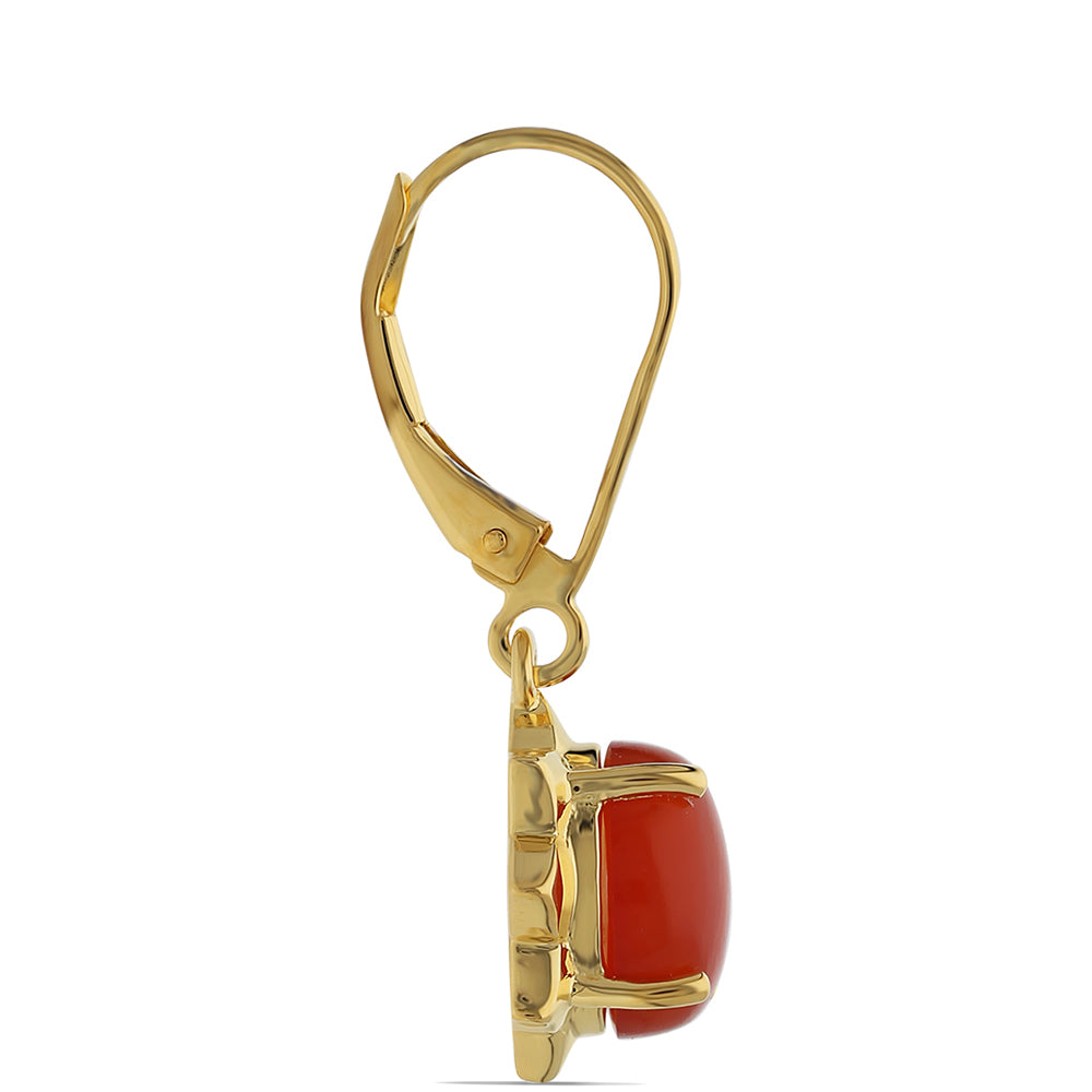Goldplattierte Silberohrringe mit rotem Onyx 3