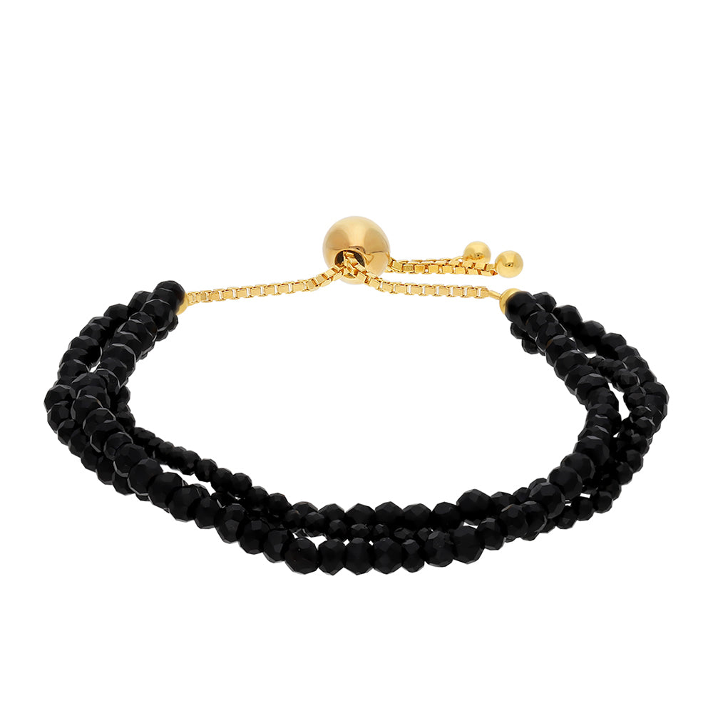 Goldplattiertes Silberarmband mit schwarzem Onyx 1