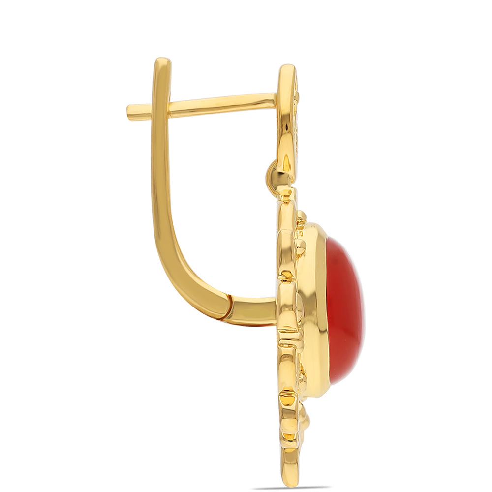 Goldplattierte Silberohrringe mit rotem Onyx 3