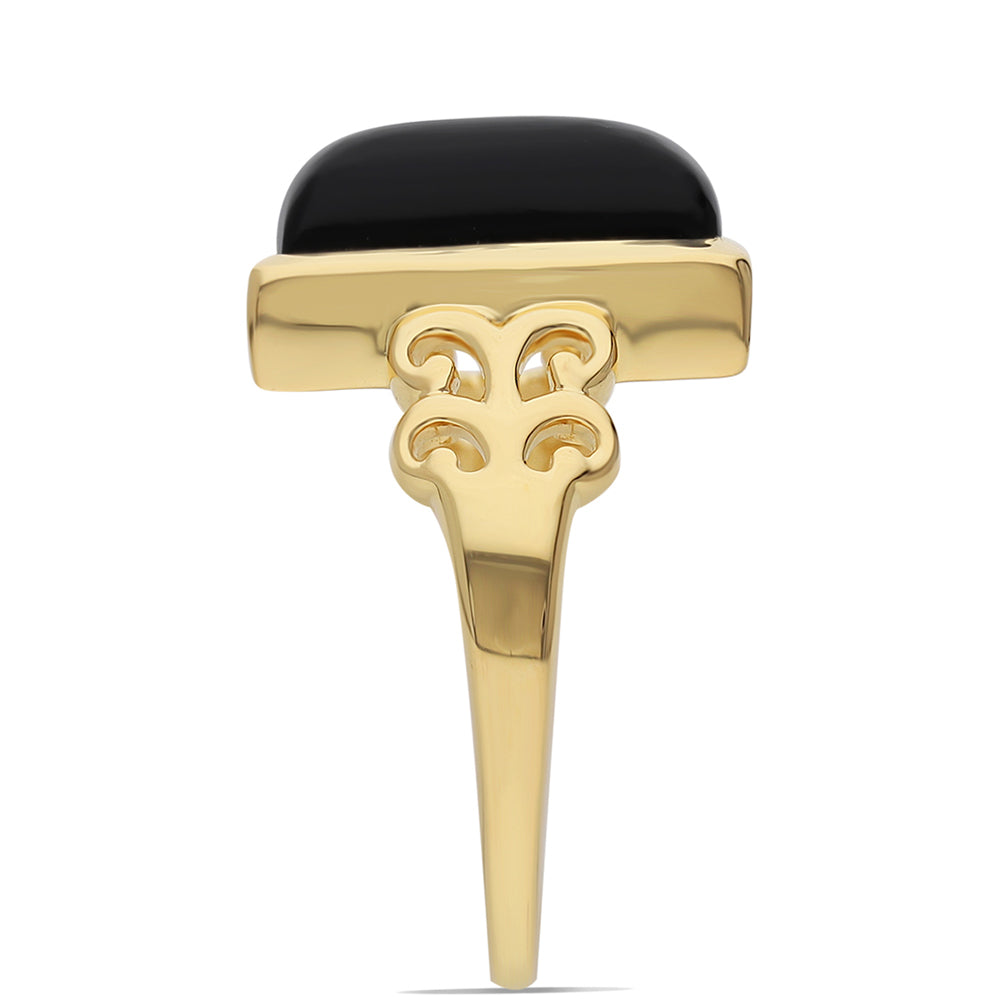 Goldplattierter Silberring mit schwarzem Onyx