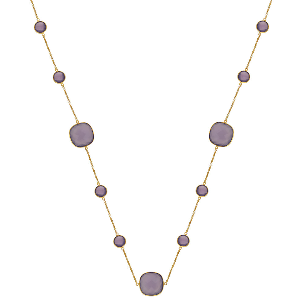 Goldplattierte Silberhalskette mit lavendelfarbenem Chalzedon