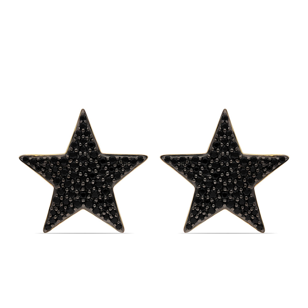 Goldplattierte Silberohrringe mit schwarzem Spinell 2