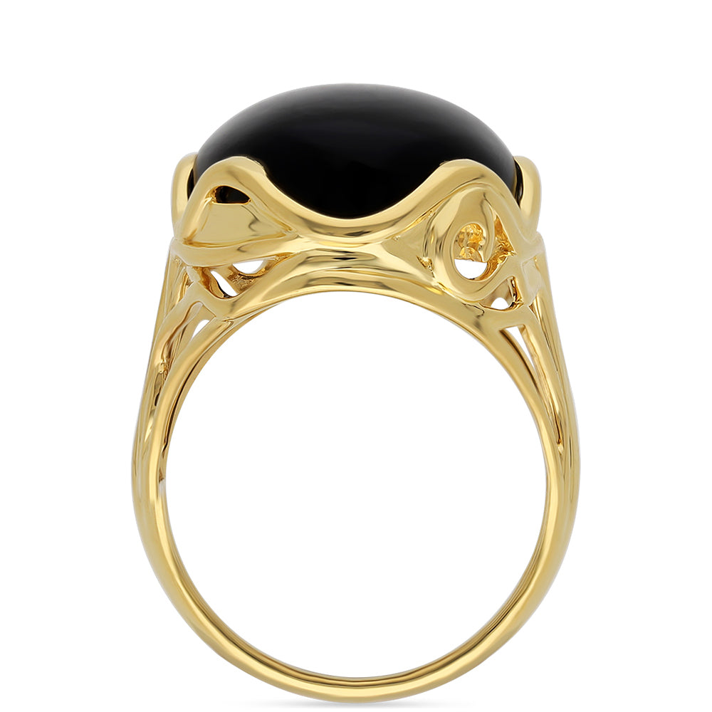 Goldplattierter Silberring mit schwarzem Onyx