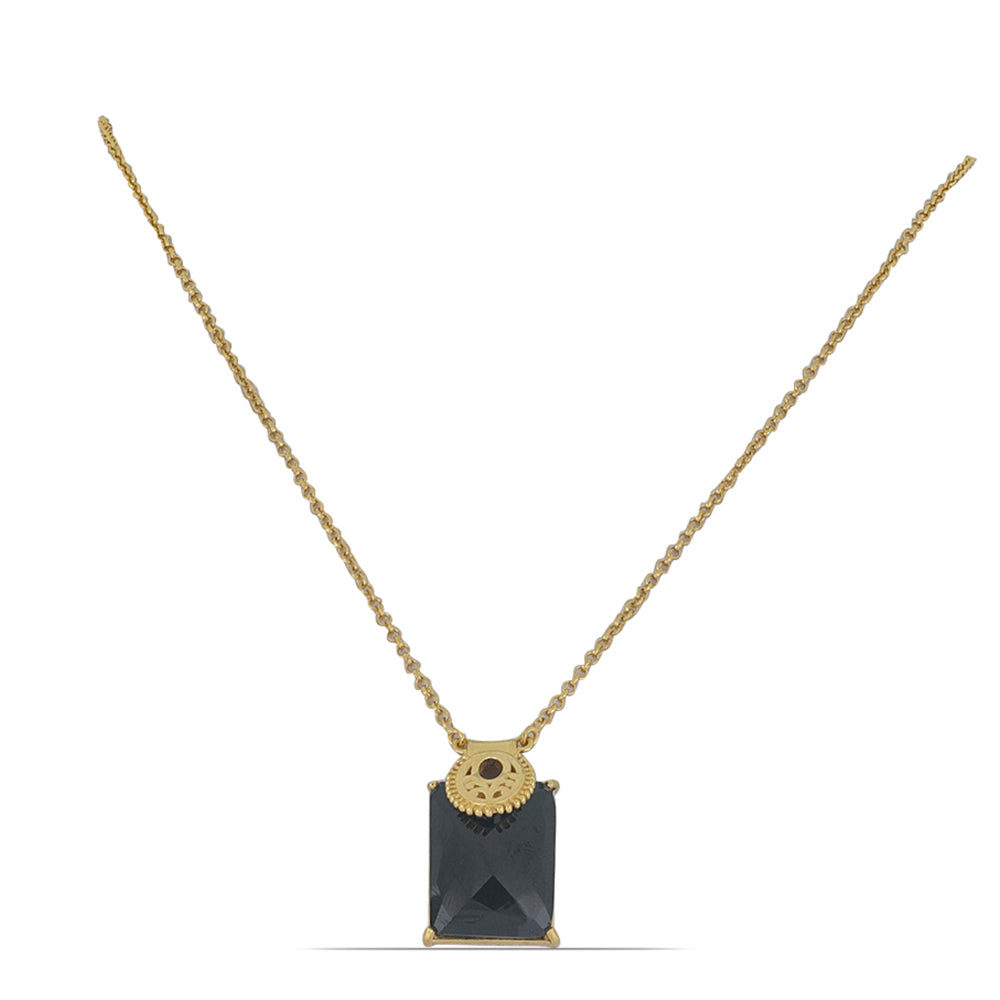 Goldplattierte Silberhalskette mit schwarzem Spinell aus Gorno Badakhshan