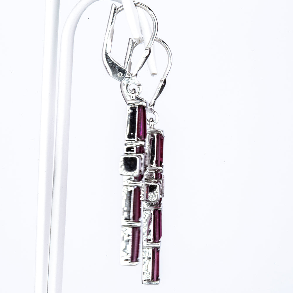 Silberohrringe mit Rhodolith aus Moatize