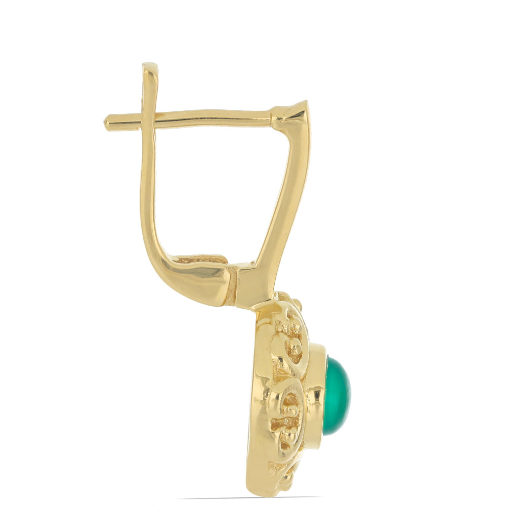 Goldplattierte Silberohrringe mit grünem Quarz aus Spruce Pine