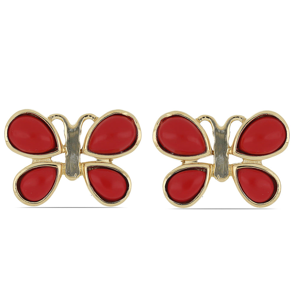 Goldplattierte Silberohrringe mit roter Koralle 1