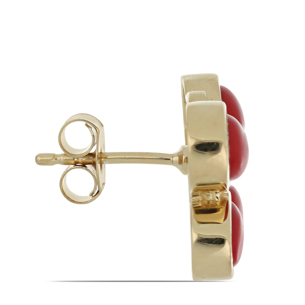 Goldplattierte Silberohrringe mit roter Koralle 2