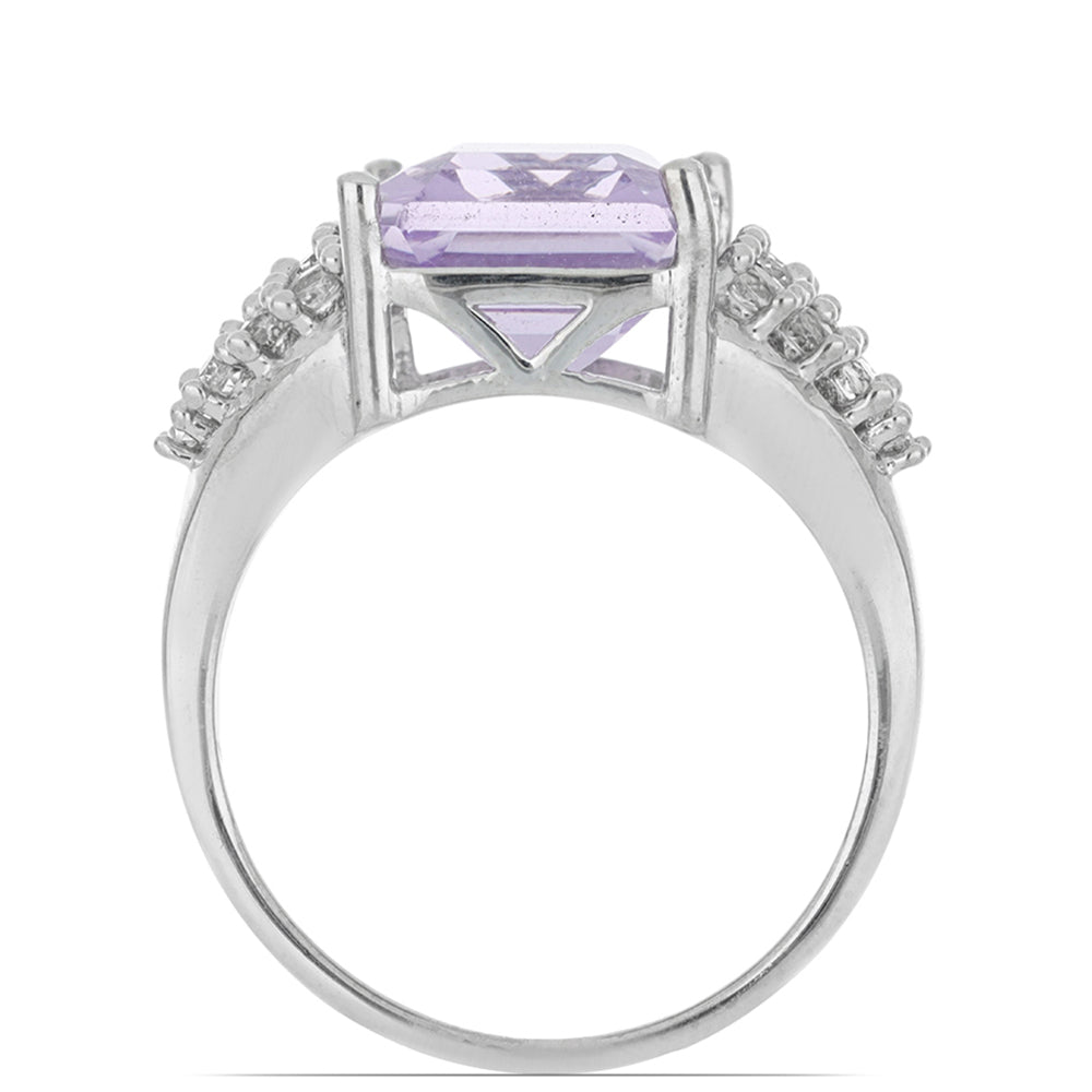 Silberring mit Rose De France Amethyst und weißem Topas
