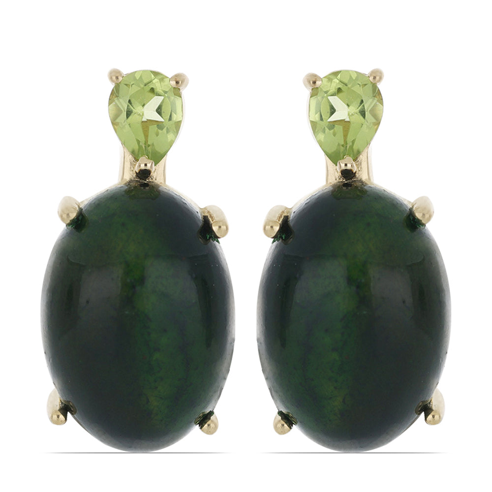 Goldplattierte Silberohrringe mit grünem Tigerauge und Peridot aus Changbai 1