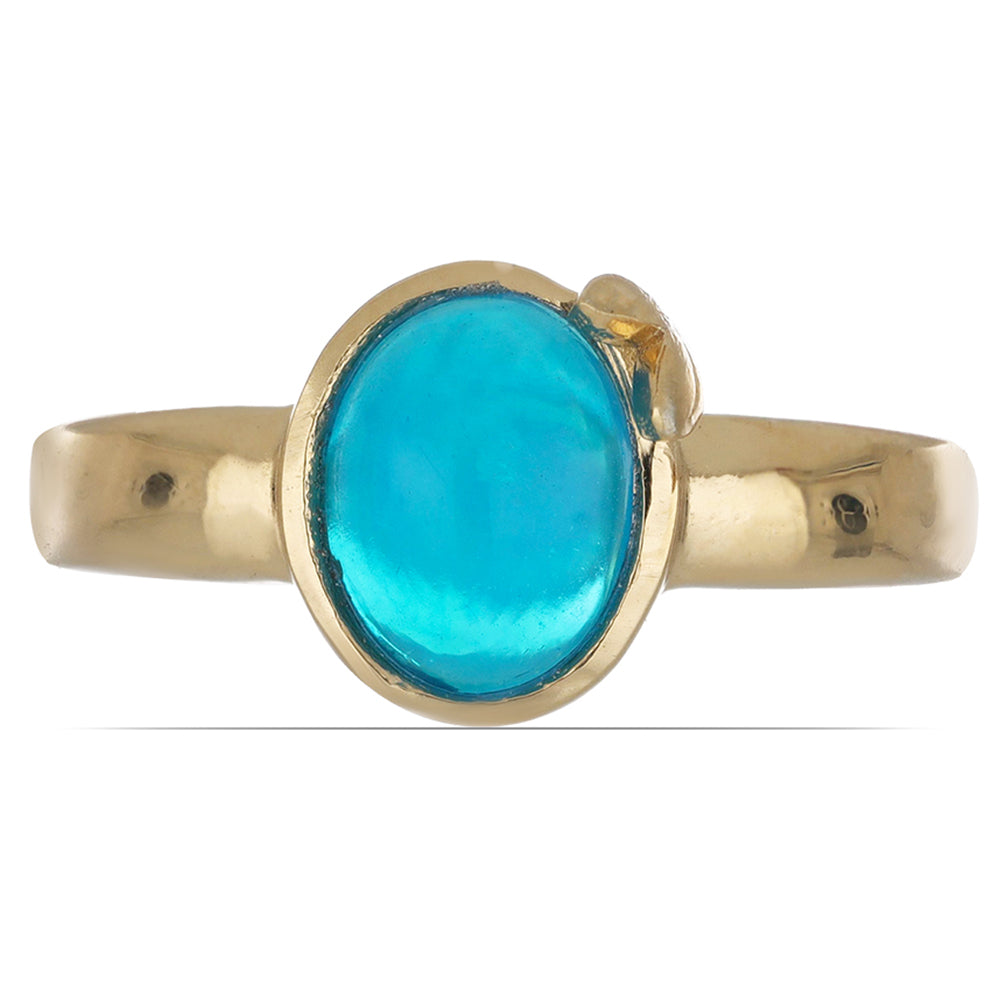 Goldplattierter Silberring mit blauem äthiopischem Opal aus Lega Dembi