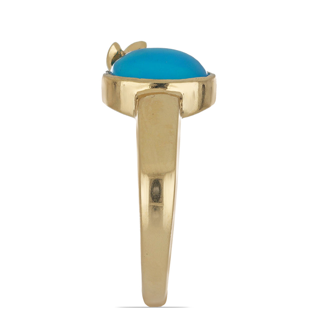 Goldplattierter Silberring mit blauem äthiopischem Opal aus Lega Dembi 4