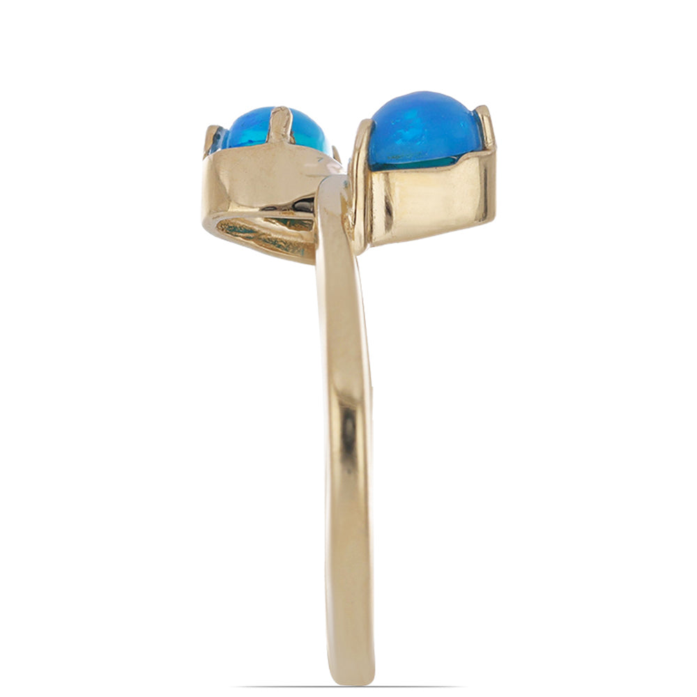 Goldplattierter Silberring mit blauem äthiopischem Opal aus Lega Dembi