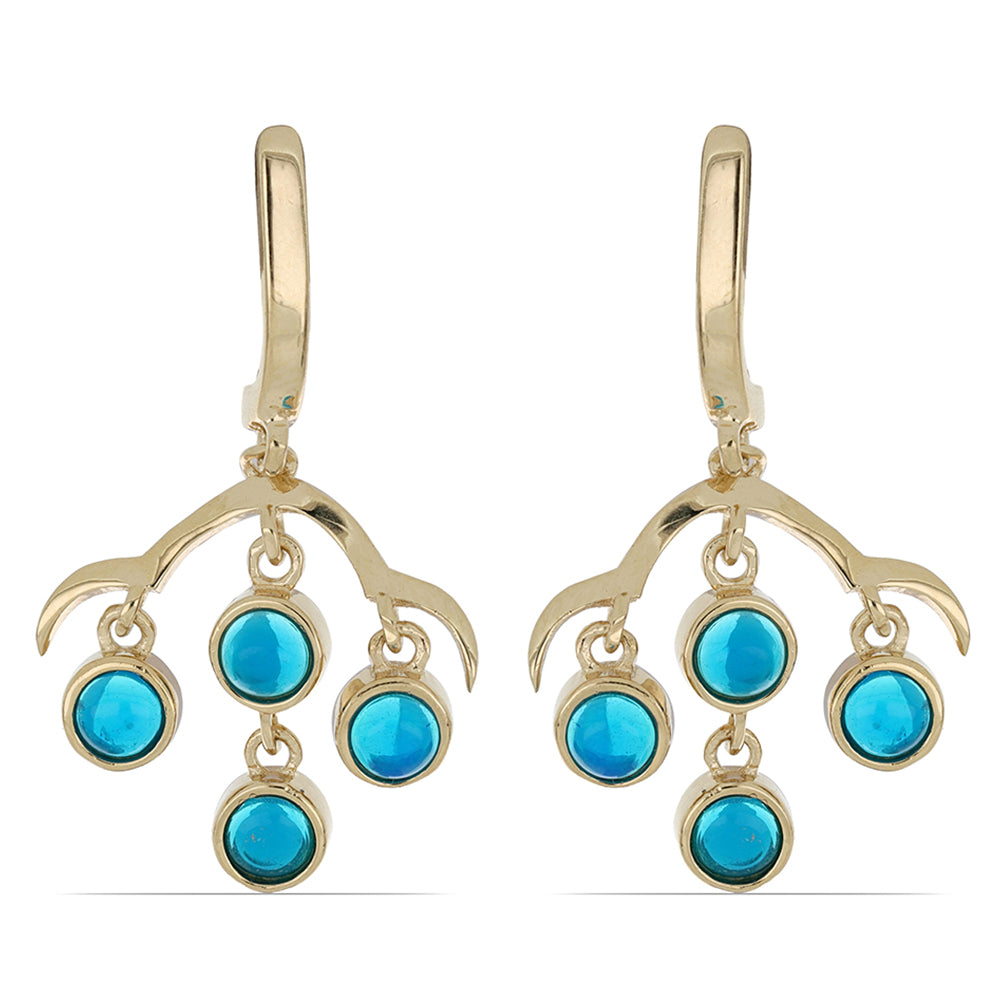 Goldplattierte Silberohrringe mit blauem äthiopischem Opal aus Lega Dembi 1