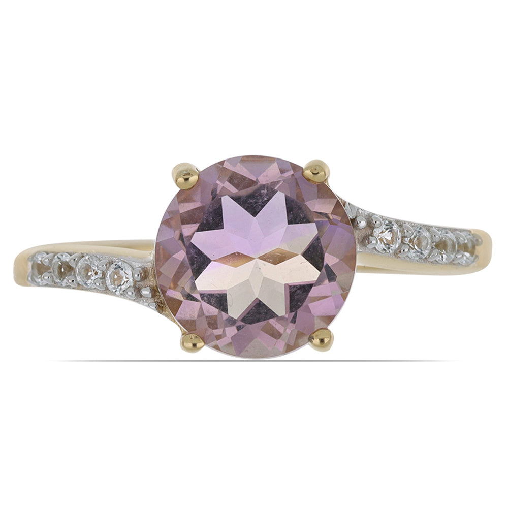 Goldplattierter Silberring mit Amethyst und weißem Topas 1