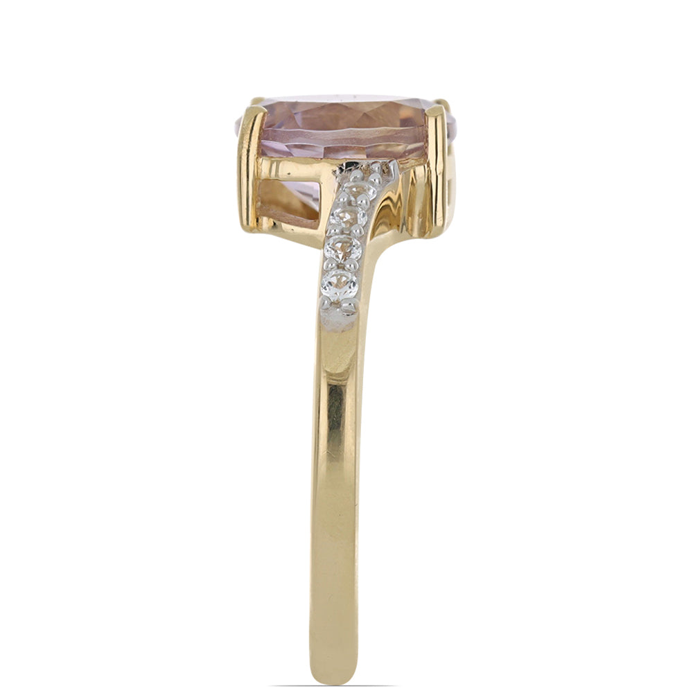 Goldplattierter Silberring mit Amethyst und weißem Topas 4