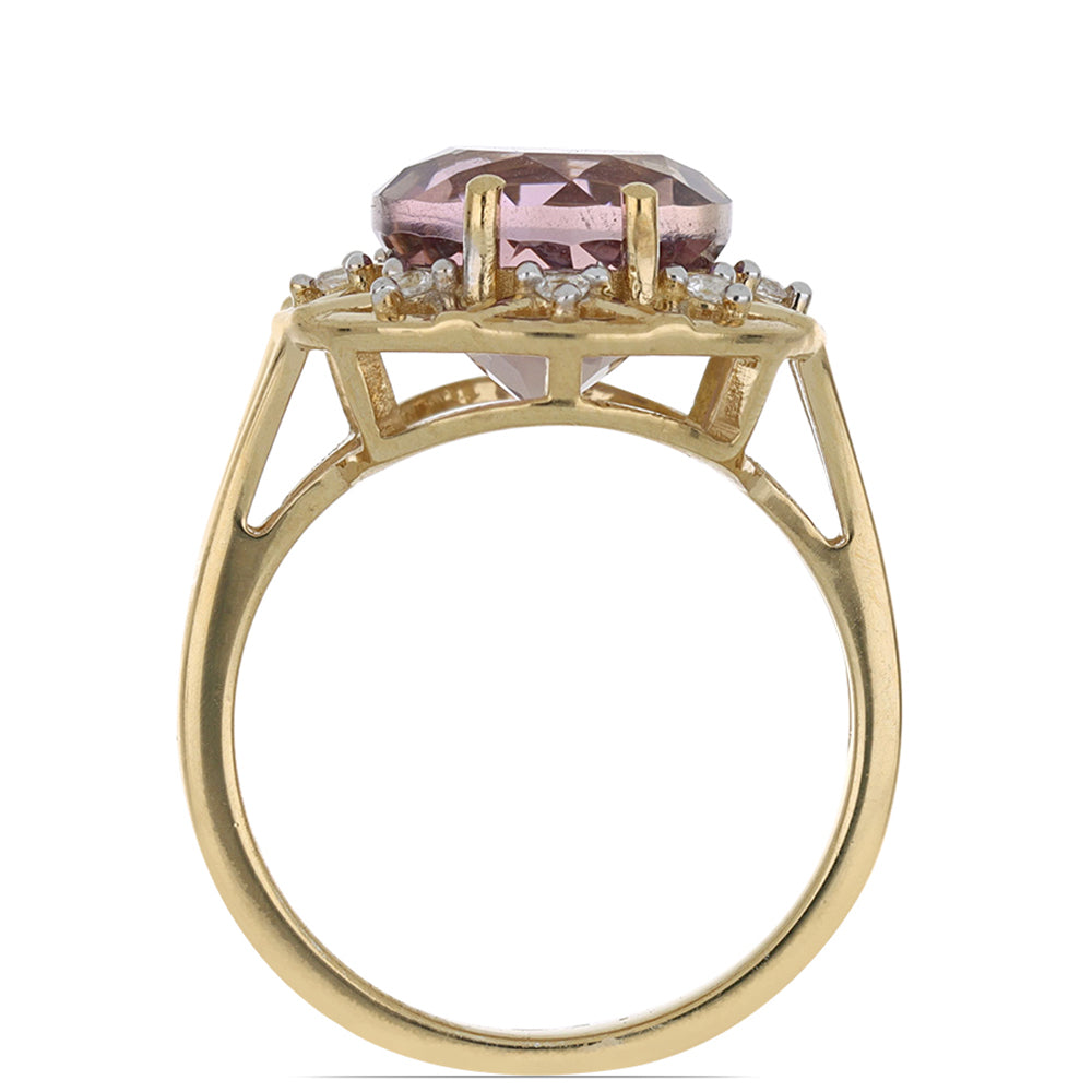 Goldplattierter Silberring mit Amethyst und weißem Topas