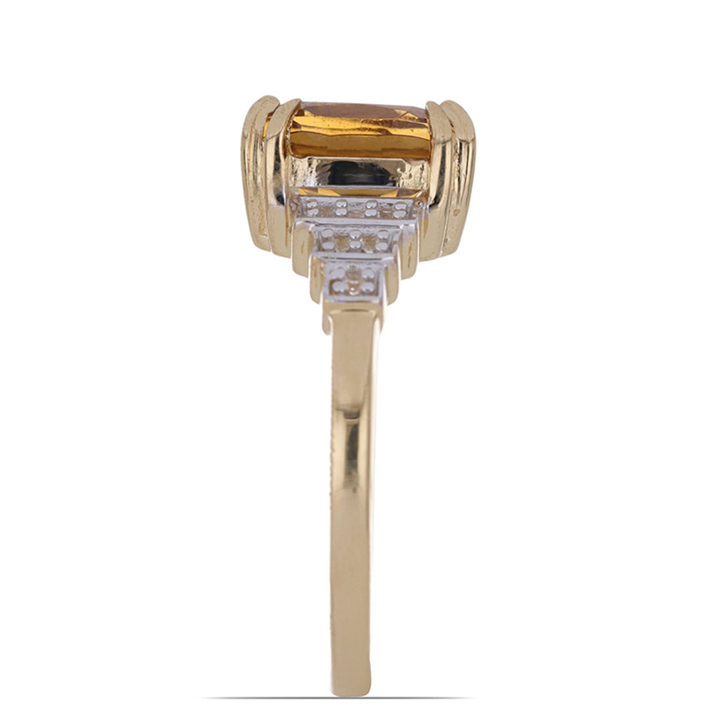 Goldplattierter Silberring mit Cognac-Quarz und weißem Topas
