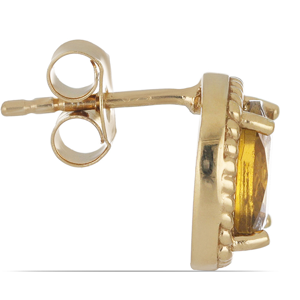 Goldplattierte Silberohrringe mit Cognac-Quarz