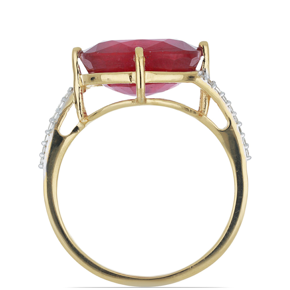 Goldplattierter Silberring mit Rubin aus Madagaskar und weißem Topas