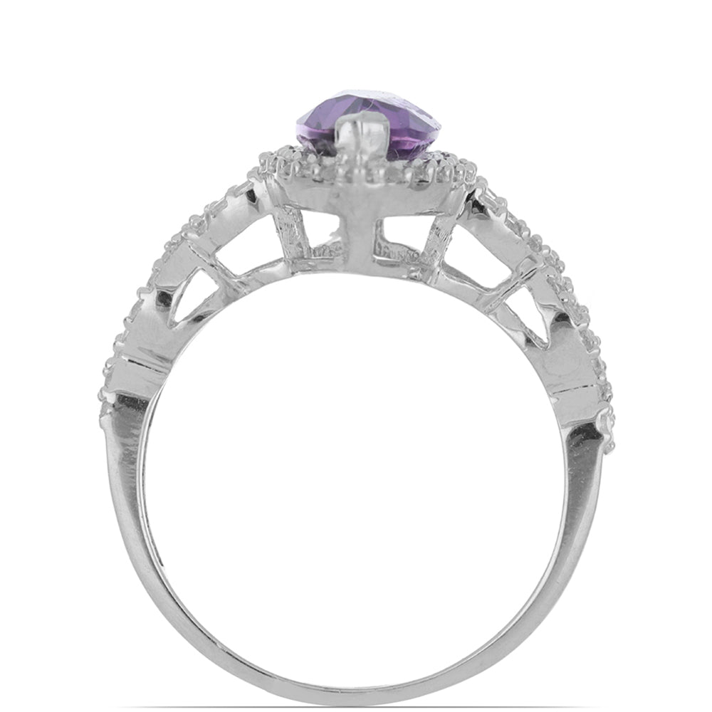Silberring mit Amethyst aus Vera Cruz und weißem Topas