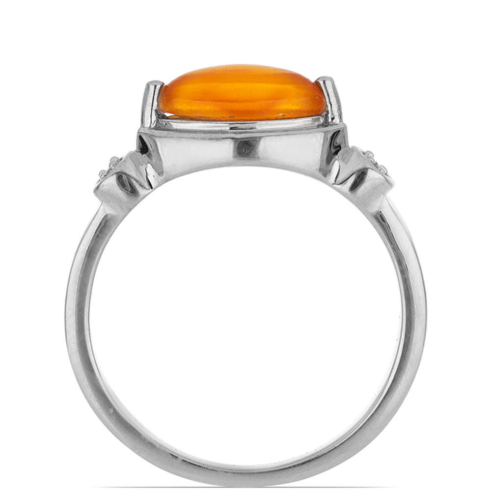 Silberring mit Karneol und weißem Topas
