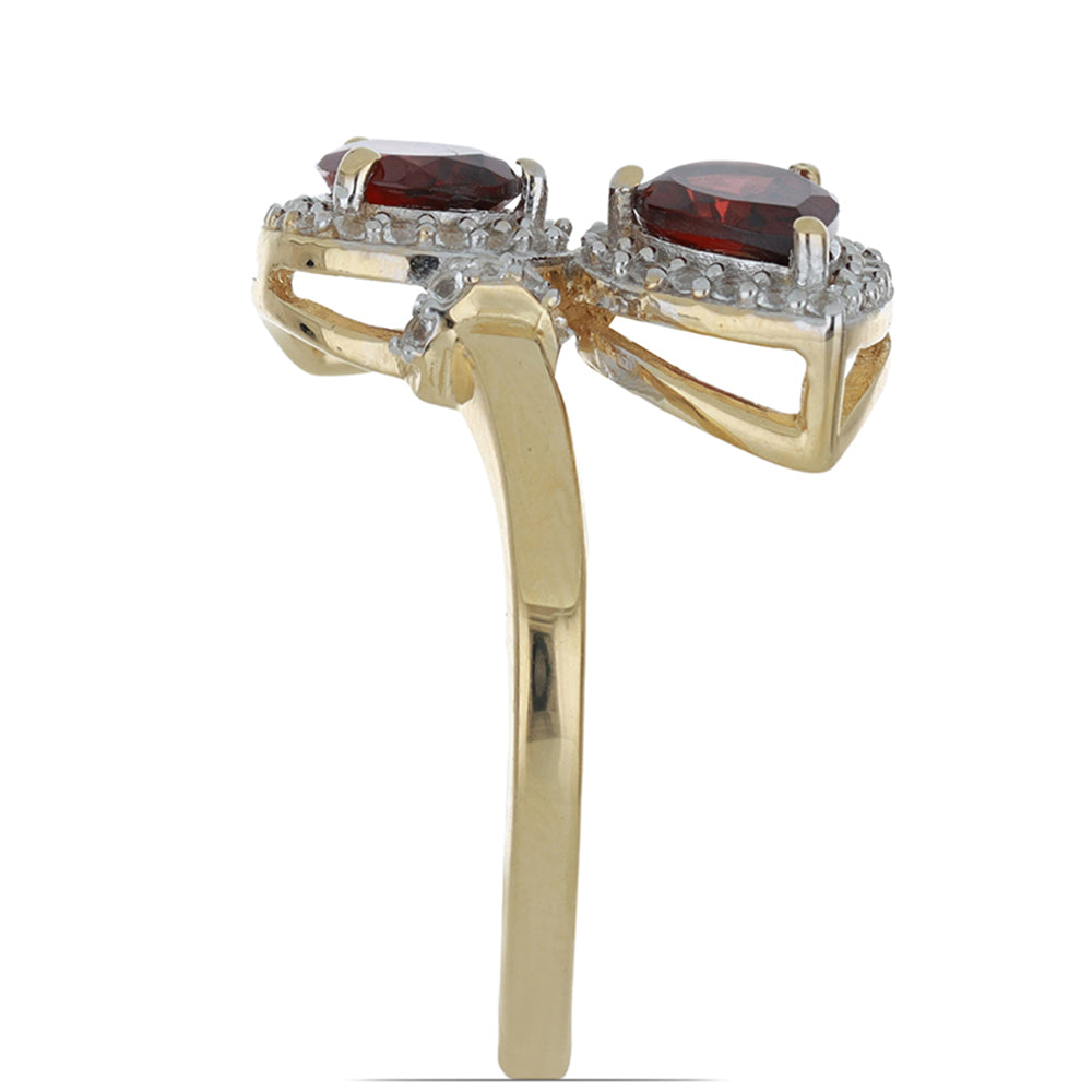 Goldplattierter Silberring mit Barton Granat und weißem Topas 2
