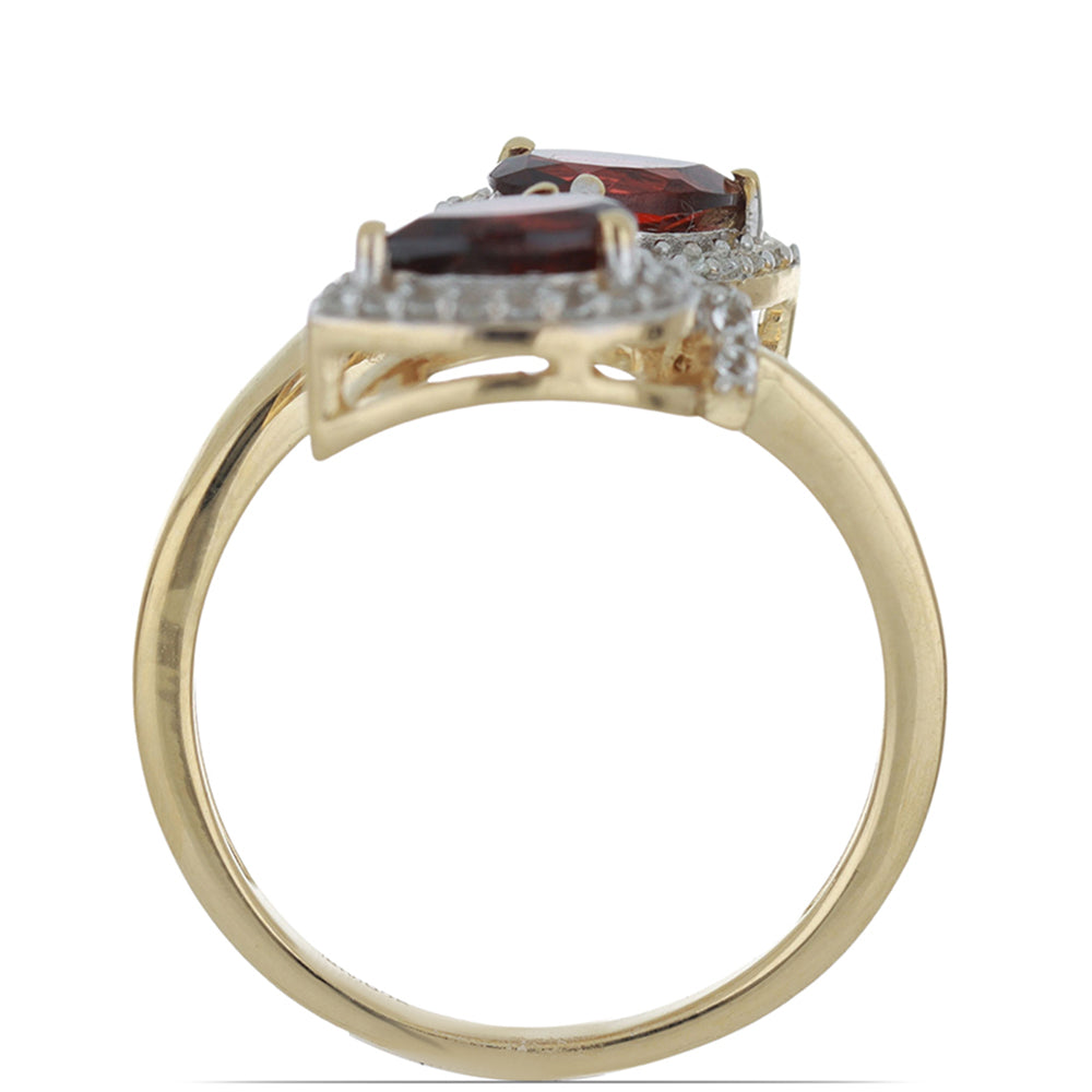 Goldplattierter Silberring mit Barton Granat und weißem Topas