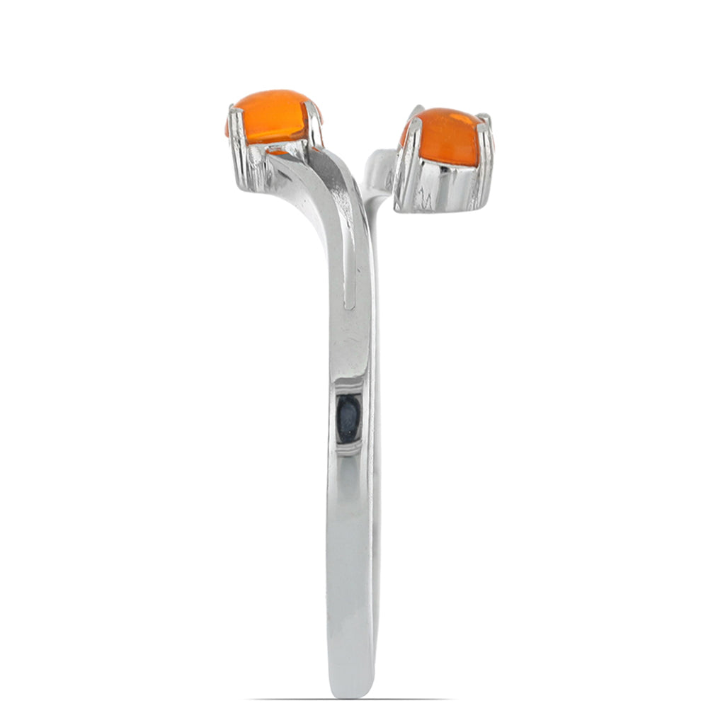 Silberring mit orangefarbenem Opal aus Lega Dembi