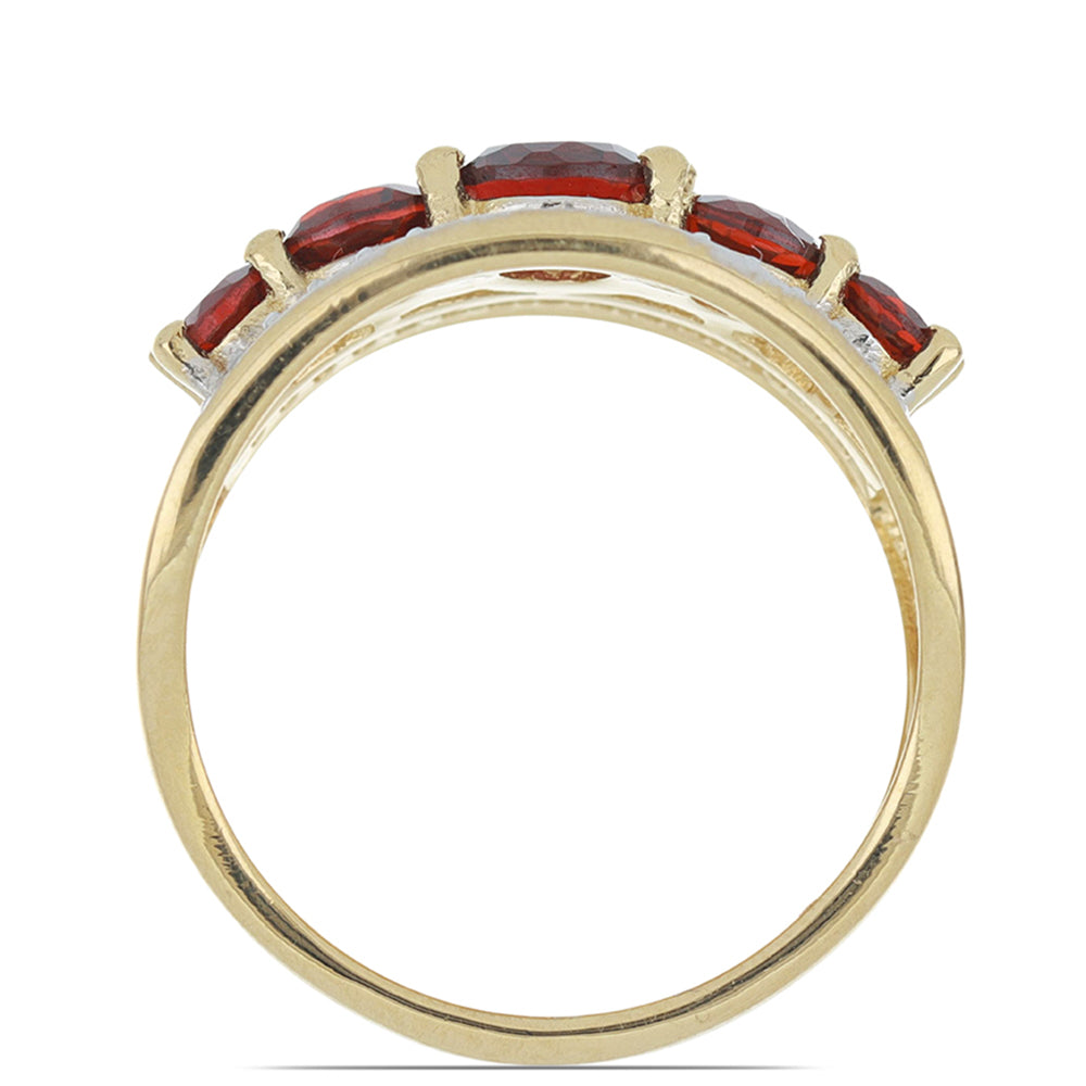 Goldplattierter Silberring mit Barton Granat und weißem Topas