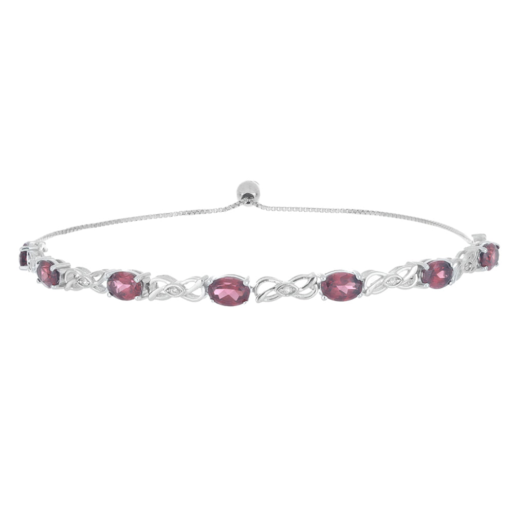 Silberarmband mit Barton Granat und weißem Topas