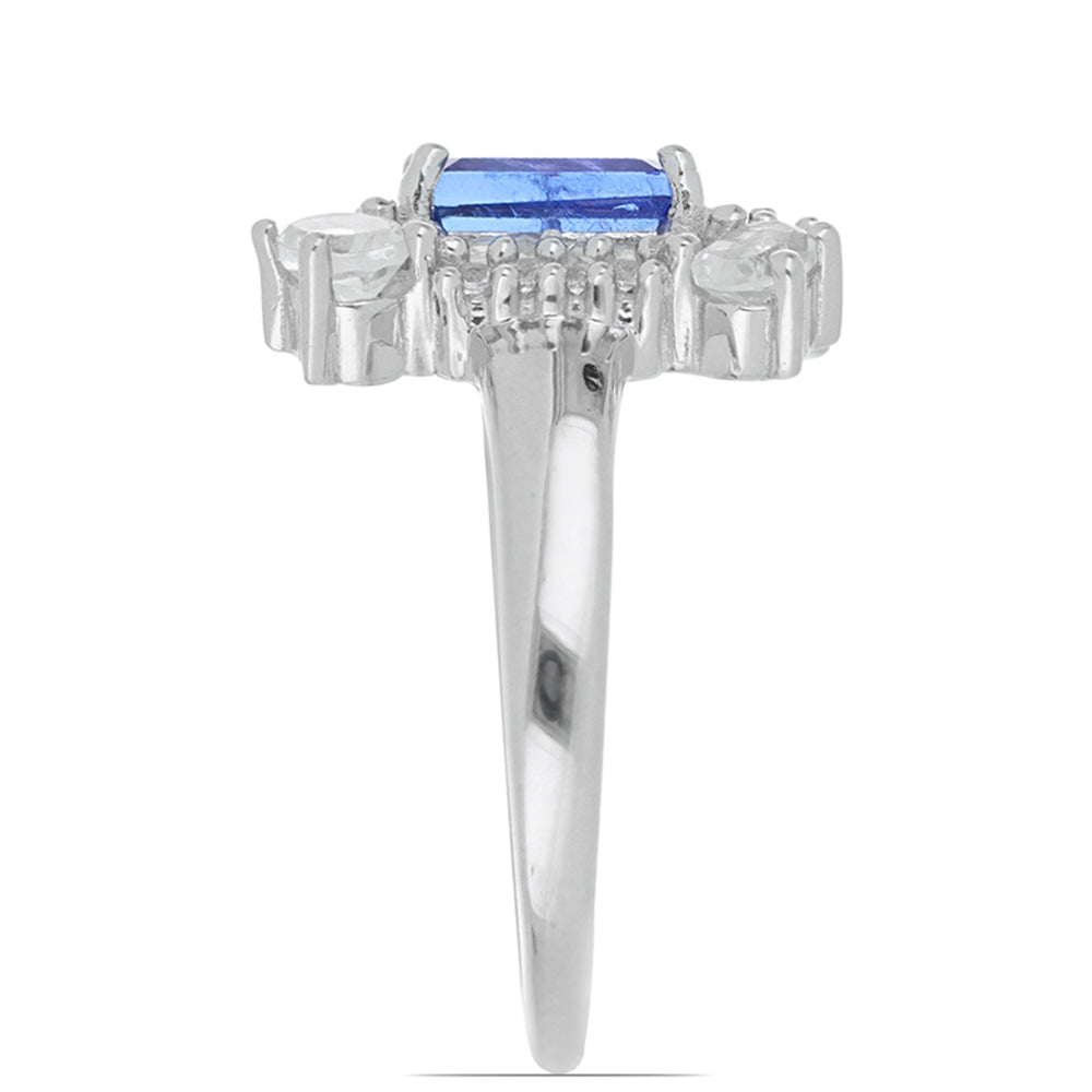 Silberring mit Tansanit und weißem Topas