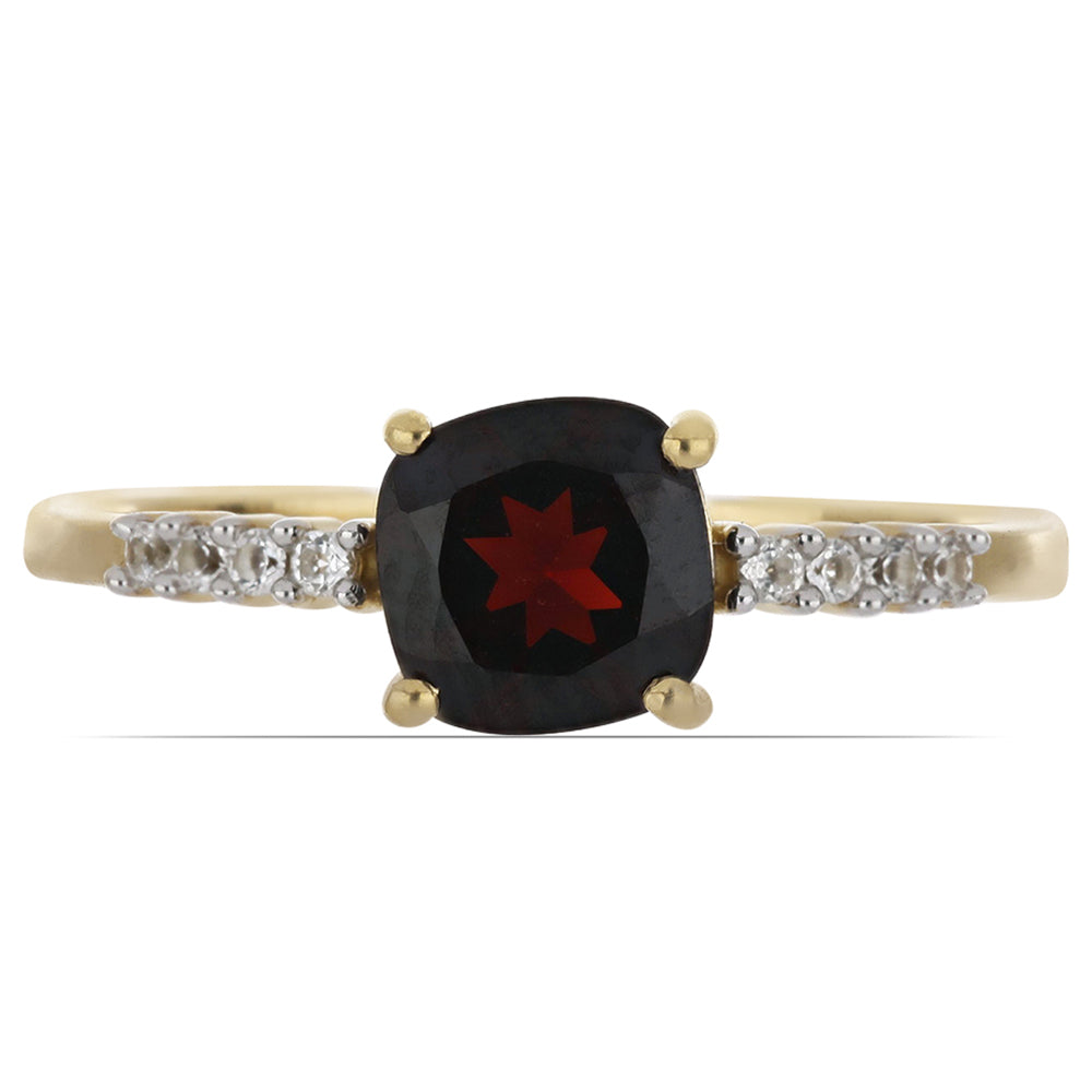 Goldplattierter Silberring mit Barton Granat und weißem Topas 2