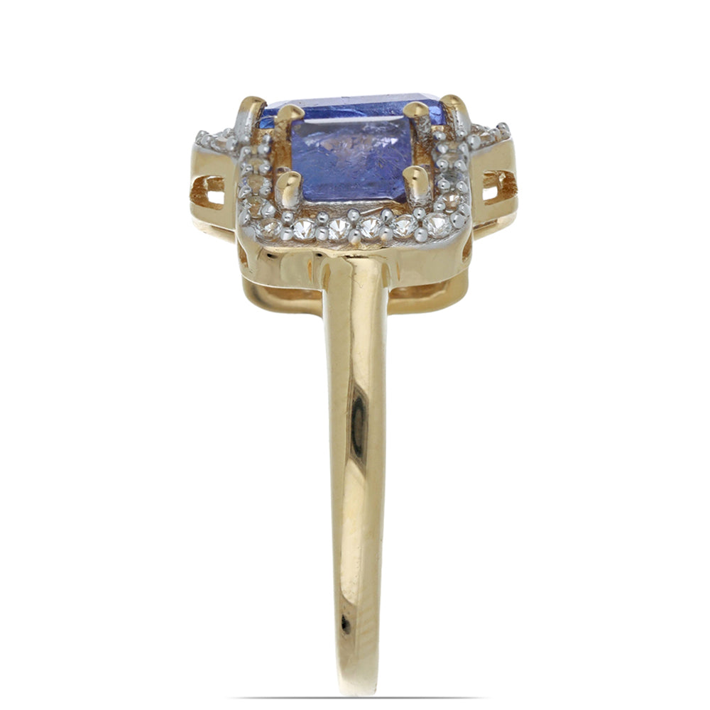 Goldplattierter Silberring mit Tansanit und weißem Topas