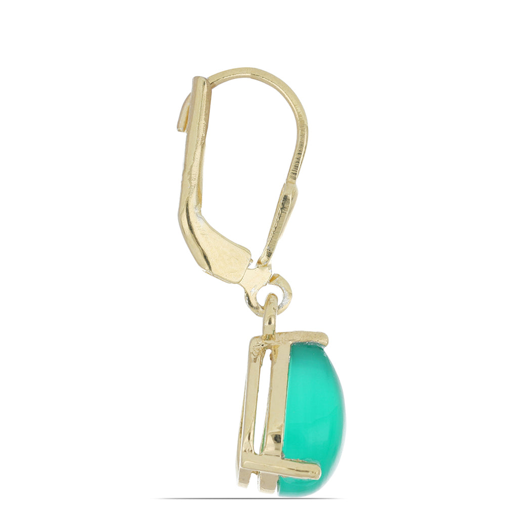 Goldplattierte Silberohrringe mit grünem Achat aus Spruce Pine