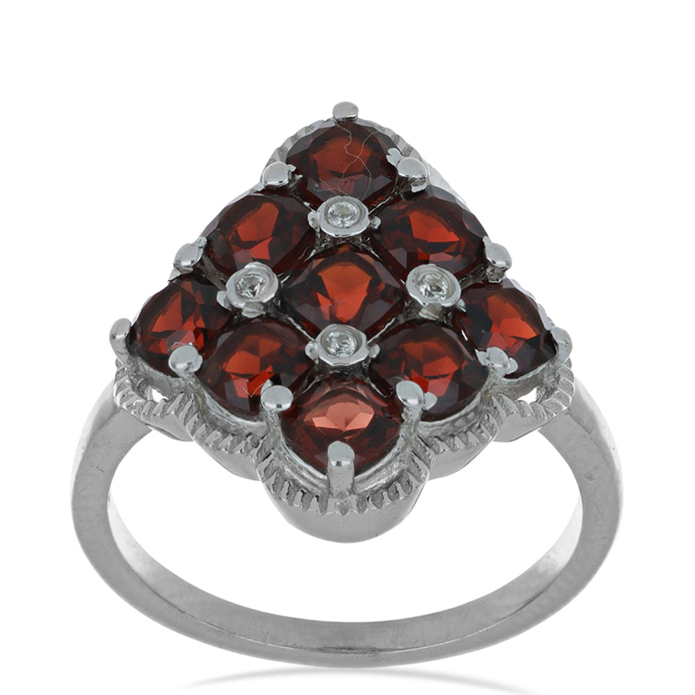 Silberring mit Barton Granat und weißem Topas