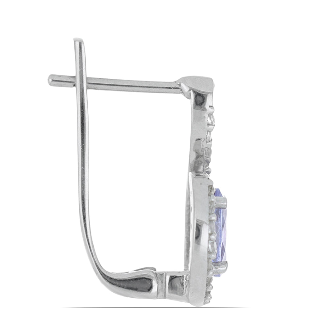 Silberohrringe mit Tansanit und weißem Topas