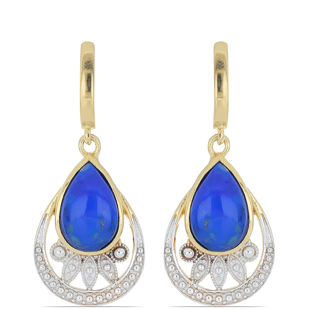 Goldplattierte Silberohrringe mit Lapislazuli aus Badakhshan 1