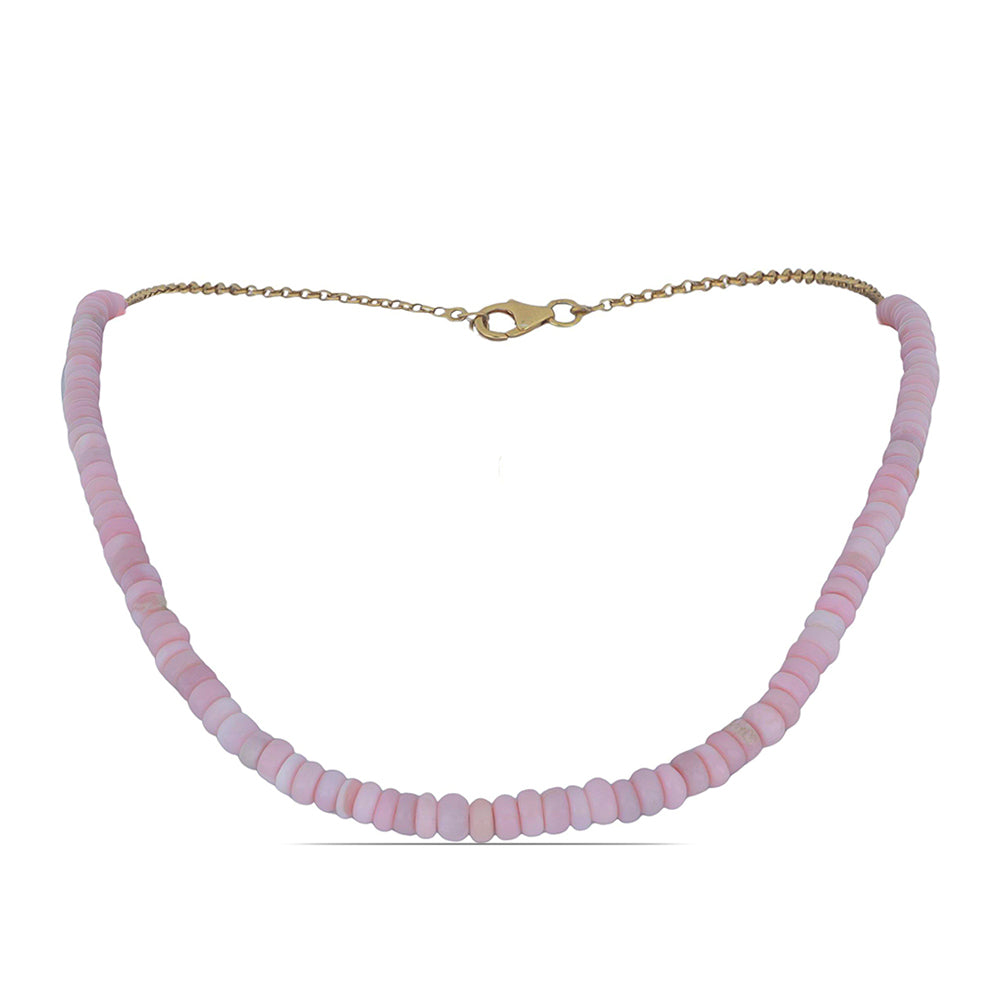 Goldplattierte Silberhalskette mit rosa Opal aus Lega Dembi