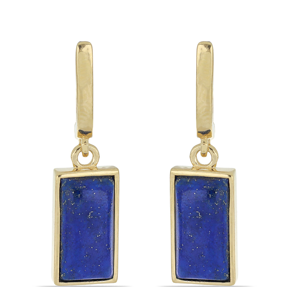 Goldplattierte Silberohrringe mit Lapislazuli aus Badakhshan