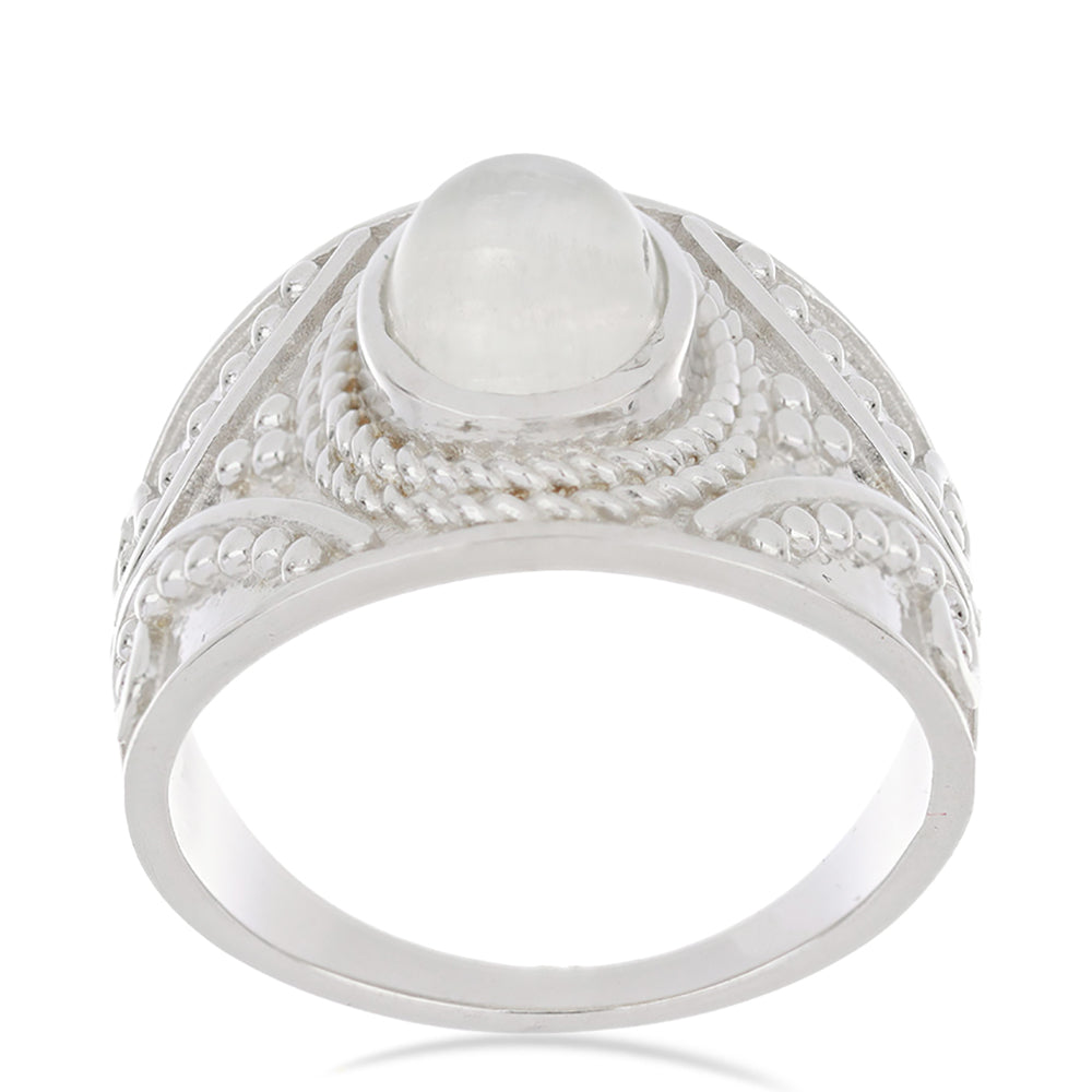 Silberring mit Regenbogenmondstein