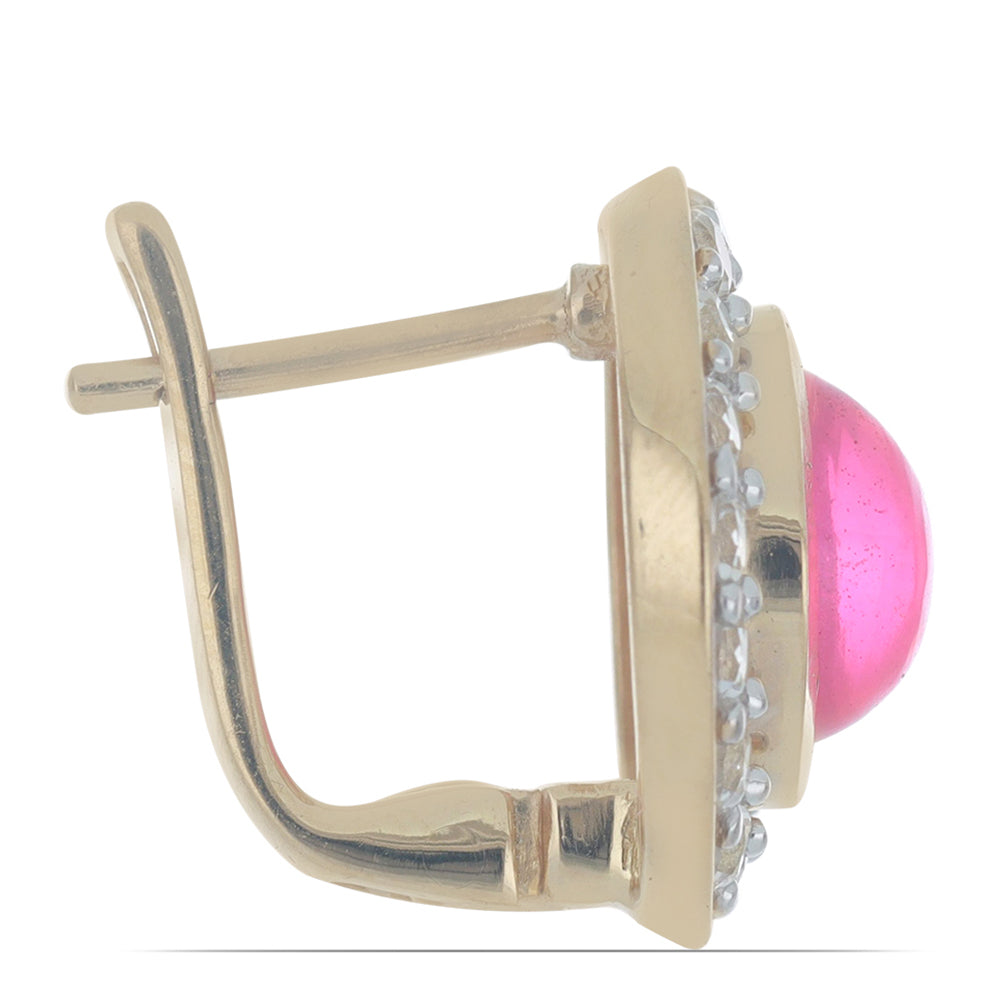 Goldplattierte Silberohrringe mit rosa Opal aus Lega Dembi 2